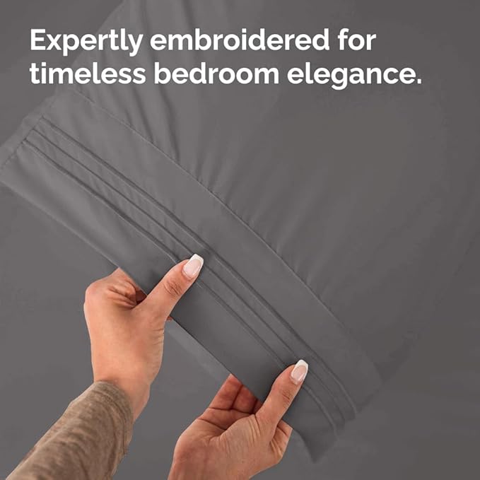 King Pillow Cases Set of 8 - Ultra Soft Hotel Quality Pillowcase Covers - Comfy. Cozy & Wrinkle Free - Shrink, Stain and Fade Resistant - Machine Washable Pillow Protectors - 8 Piece Set - Dark Grey