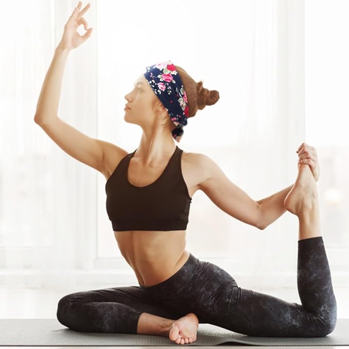 DRESHOW 6 PCS Adjustable Headbands for Women Knotted Headbands Elastic Non-Slip Fashion Hair Bands for Workout Sports Running Yoga