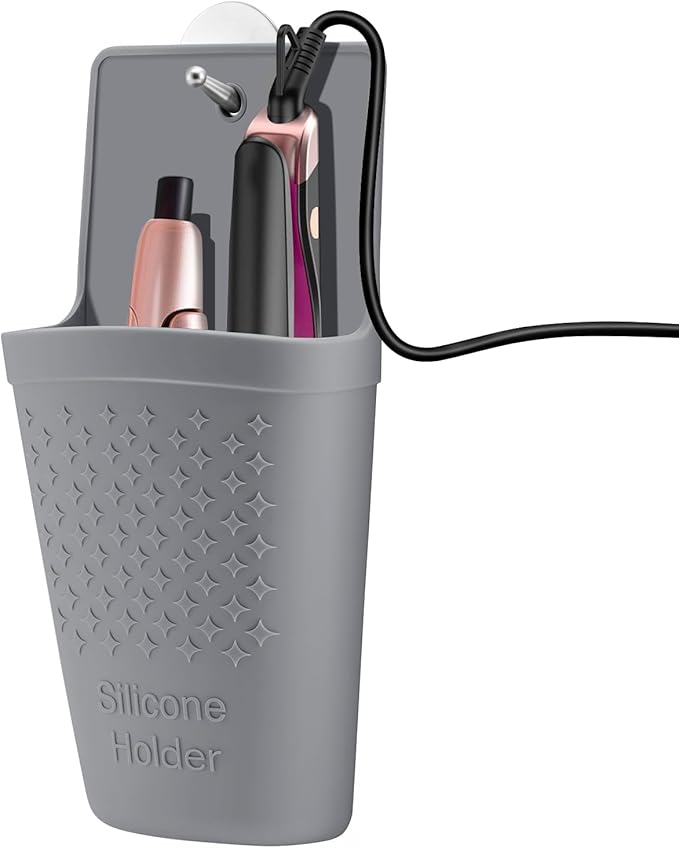 Heat Resistant Silicone Hair Iron Mat and Pouch,Portable Travel Hair Straightener Mat and Holder for Hair Styling Tools.1 Pack.(Gray)