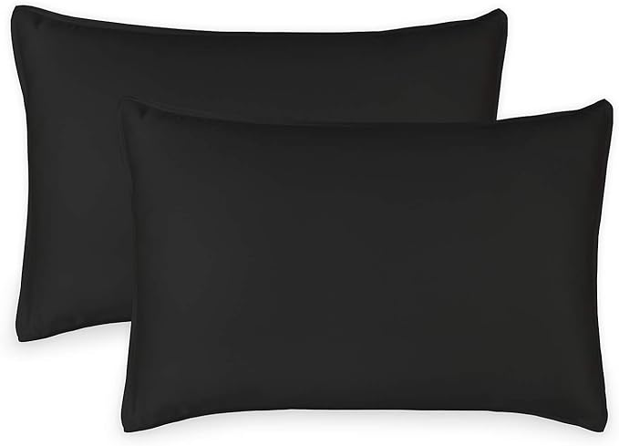 King Pillowcases by Pure Bamboo, Genuine 100% Organic Viscose Derived from Bamboo, Luxuriously Soft & Cooling, Double Stitching, Envelope Closure (2 King Pillowcases, Black)