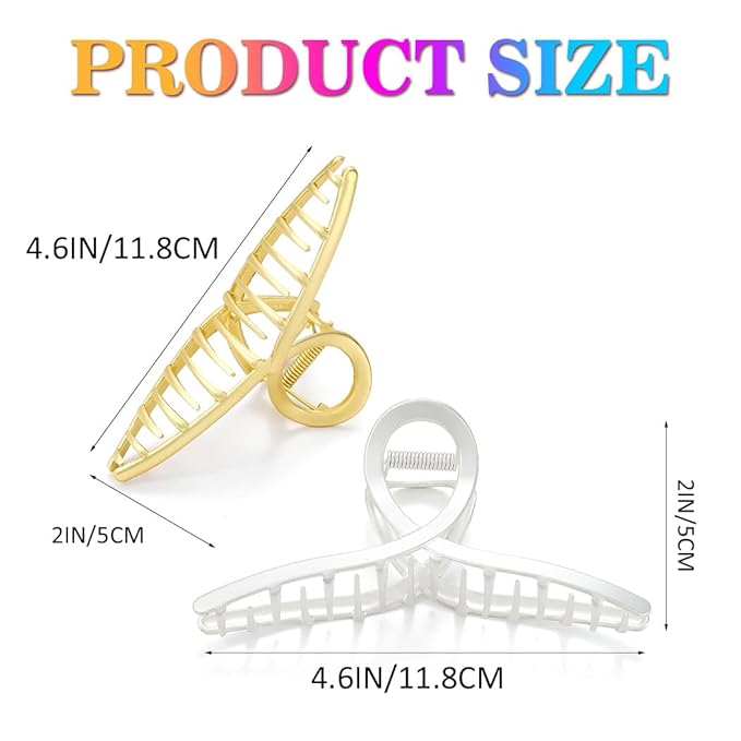CAKURE Metal Claw Clips Gold Hair Clips Large Hair Claws for Thick Hair Accessories for Women (Pack of 2)