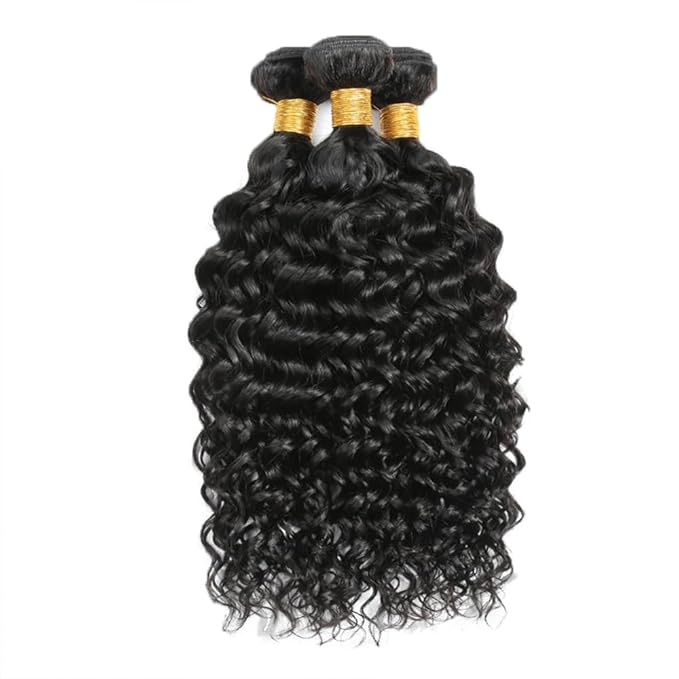 Water Wave Bundles Human Hair Color 1B Bundles 26 28 30 Inch Peruvian Virgin Remy Hair Extensions Niegmeag Double Weft Natural Black Wet and Wavy Bundle Hair Weave