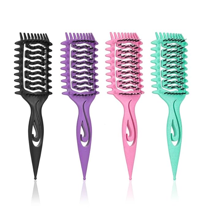 Curl Defining Brush, Curly Hair Brush for Detangling Shaping and Styling Curly Hair, Vented Candy Brush for Wet or Dry Hair Types for Women and Girl, Defining with Side Gear, Reduces Frizz (Purple)