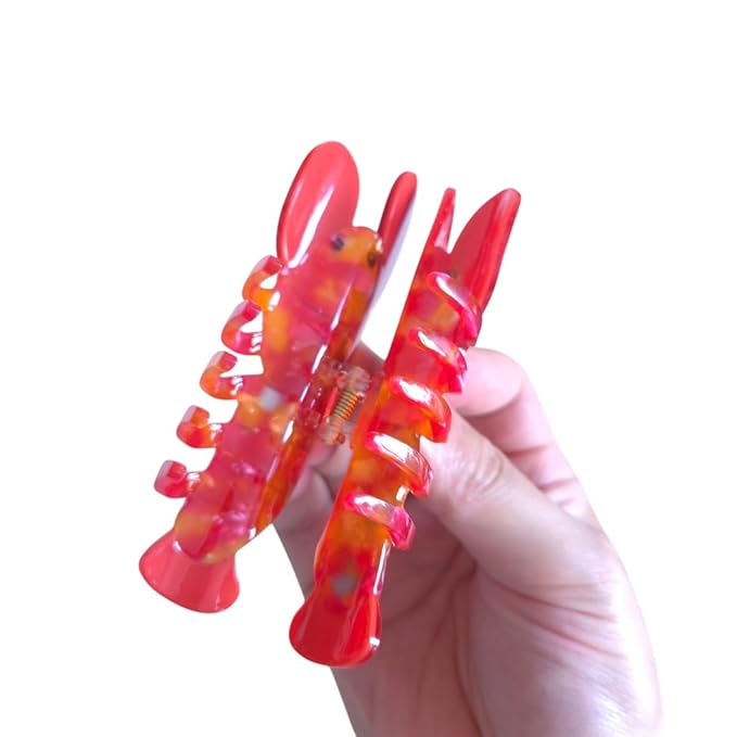 Cute Ocean Red Lobster Hair Clips,Novelty Acetate Lobster Claw Clip