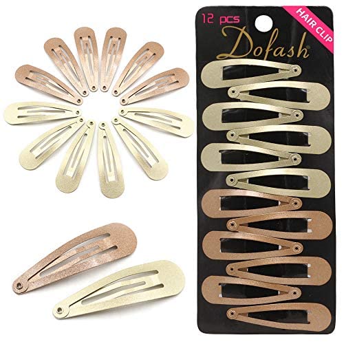 Dofash 12PCS Snap Hair Clips For Women-Non Slip & Metal Hair Barrettes, 5cm 2'' Small Clips For Thin & Fine Hair, Blonde + Light Brown