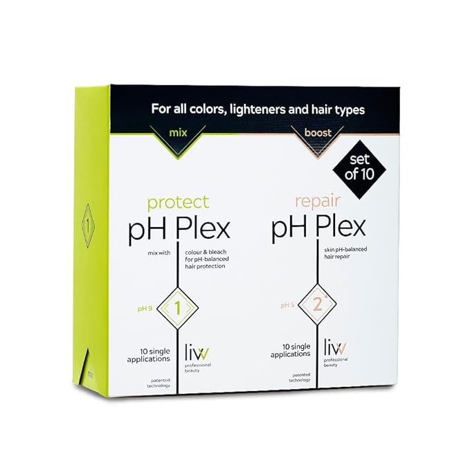 LIW pH Plex Steps 1&2 Protect & Repair Hair Care Treatment - Use with Home Hair Color & Bleach Products - Salon Quality Professional Results at Home - Value Pack (10 Sachets of Steps 1 & 2)