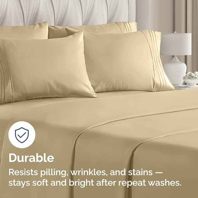 Standard Pillow Cases Set of 10 - Ultra Soft Hotel Quality Pillowcase Covers - Comfy, Cozy & Wrinkle Free - Shrink, Stain and Fade Resistant - Machine Washable Pillow Protectors - 10 Pcs Set - Beige