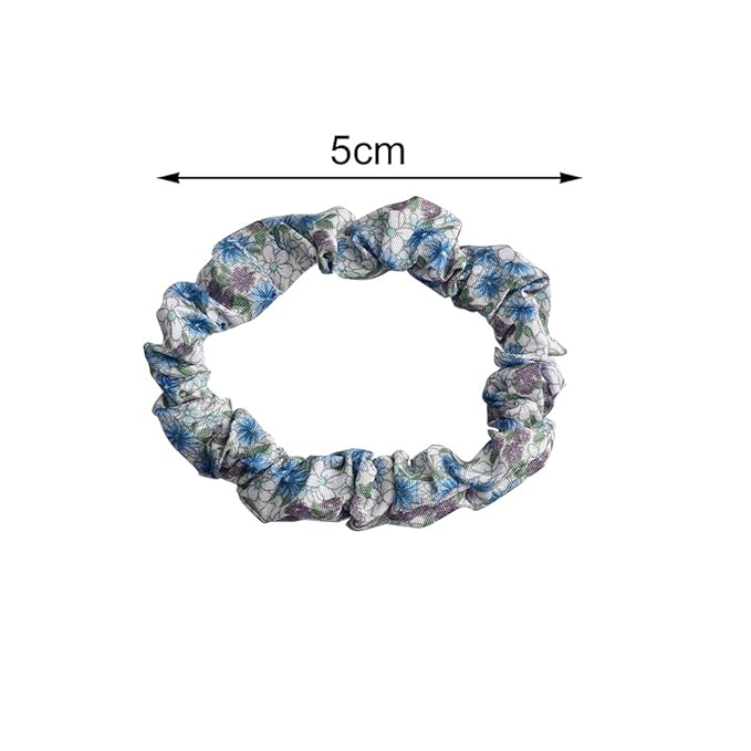 12Pcs Thin Floral Hair Ties, Soft Hair Scrunchies Elastic Hair Bands Floral Solid Ropes Ponytail Holder Stocking Stuffers for Women Girls