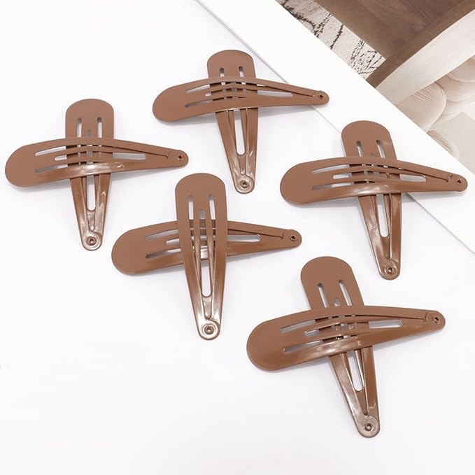 25 Pieces 2.8 Inch Large Snap Hair Clips No Slip Metal Clips Hair Barrettes for Women Hair Pins Hair Accessories Salon Supplies (Brown)