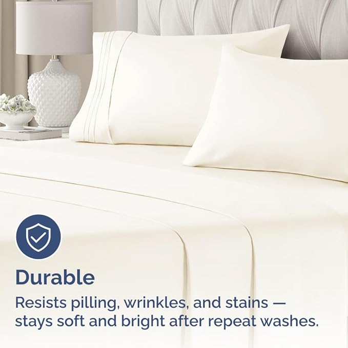 Queen Pillow Cases Set of 4 - Ultra Soft Hotel Quality Pillowcase Covers - Comfy, Cozy & Wrinkle Free - Shrinkage, Stain & Fade Resistant - Machine Washable Pillow Protectors - 4 Piece Set - Off White