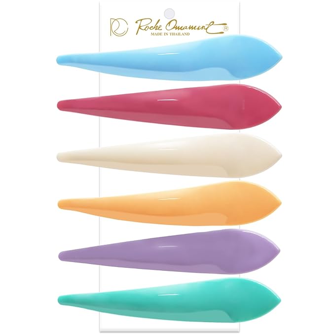 RC ROCHE 6 Pcs Duck Bill Alligator Hair Clips for Women Sectioning Flat Claw Long Thick Hair Inner Teeth Curved Styling Jaw Strong Secure Grip Salon, Large Pastel Multicolor