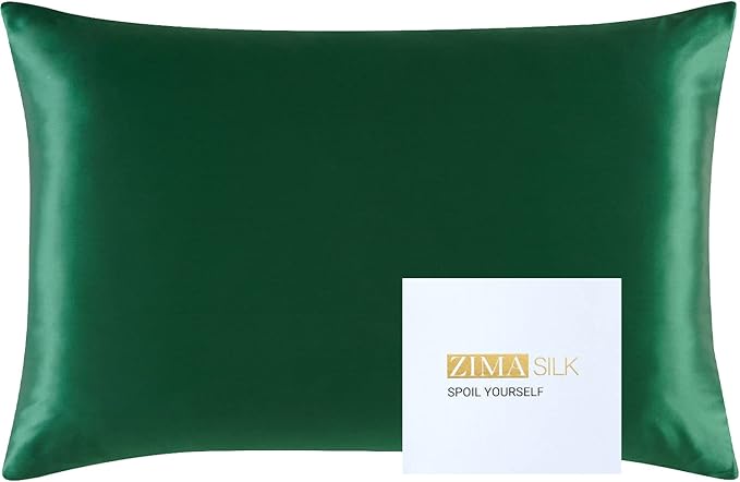 ZIMASILK 25 Momme 100% Pure Mulberry Silk Pillowcase for Hair and Skin Care, Highest Grade 6A Pillow Cases for Women, Long-Lasting Durablity, Gift for Women Men, 1Pc (Queen 20"x30", Blackish Green)