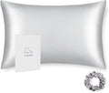 ALASKA BEAR 100% Pure Mulberry Silk Pillowcase for Curly Hair Wife Women Mother Her Grandma Pillow Slip Machine Washable King (1pc, Silver)