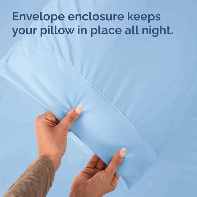 King Pillow Cases - 2 Pack - Super Soft Pillowcase Covers - Envelope Enclosure - Hotel Quality Pillow Protectors - Wrinkle Free, Shrink & Stain Resistant - Machine Washable - 20" x 40" (Light Blue)