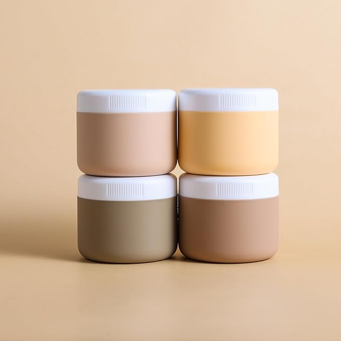Travel Containers for Toiletries, Silicone Cream Jars BPA-Free, Leak-proof 1.35oz Travel Size Containers, Portable Size Silicone Jars with Lid for Cosmetic Face Hand Body Cream (4 Pack)