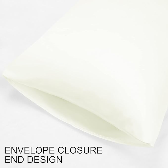 uxcell 2 Pack Silk Satin Pillowcase for Hair and Skin, Cool, Silky, Soft Breathable Pillow Cases Queen Size 20x30 Inch Sateen Pillowcase Pearl White with Envelope Closure