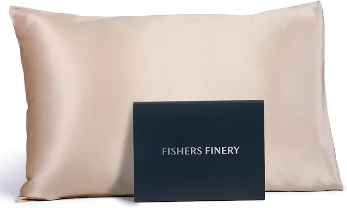 Fishers Finery 19mm 100% Pure Mulberry Silk Pillowcase, Quality Tested (Taupe, K)