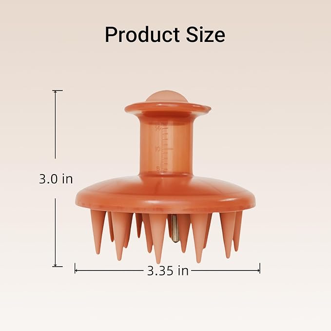 Silicon Scalp Massage Comb - Hair Oil Applicator Brush with Built-in Scale, 20 Silicone Bristles & Stainless Steel Teeth for Hair Growth Serum, Scalp Care and Relaxation (Skin)