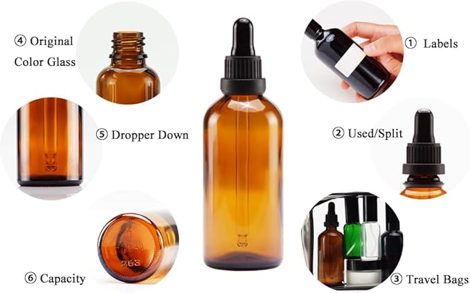 YIZHAO Amber Glass Dropper Bottle 4oz, Tincture Bottles with Glass Dropper, for Essential Oils, Aromatherapy, Cosmetic, Laboratory, Pharmacy, Liquids, Travel –9 Pcs