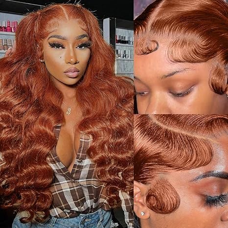 AMIRTY 200% Density Ginger Wig Human Hair 13X4 HD Transparent Lace Front Wigs Human Hair Pre Plucked with Baby Hair Chestnut Brown #33 Human Hair Wigs For Women 18 Inch