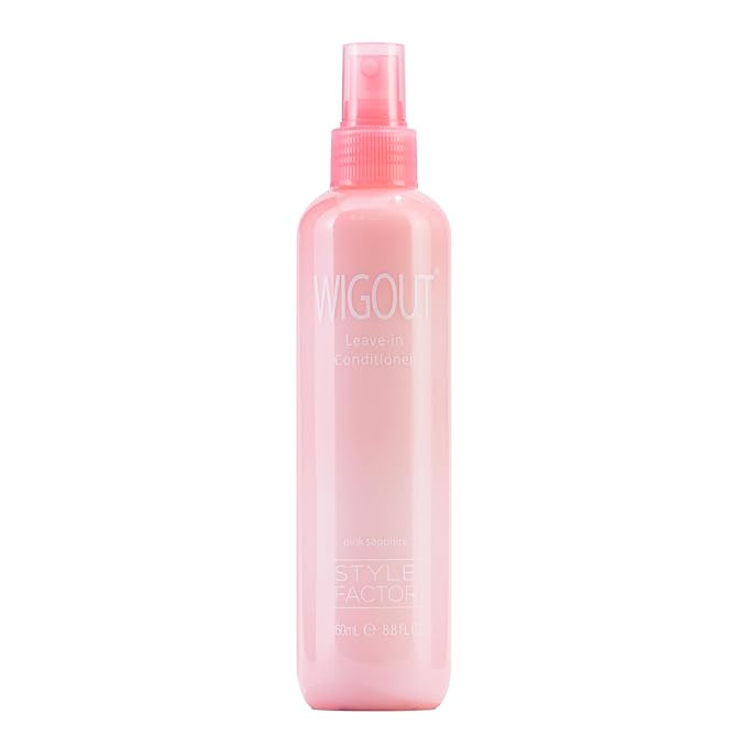 Style Factor WIGOUT Leave-In Conditioner Spray – Lightweight Hydrating & Conditioning Mist Controls Frizz, Adds Shine & Softness For Dry Damaged Hair No-Rinse Formula for All Hair Types - Pink