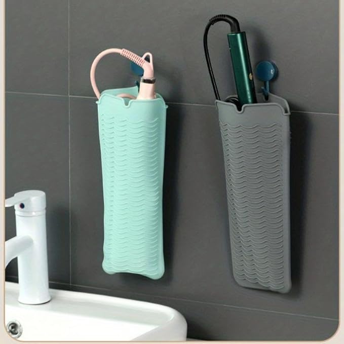 Silicone Heat Insulation Pad, Heat Resistant Silicone Mat Pouch for Flat Iron, Hot Hair Tools, Portable Hair Styling Tool Accessories (Grey)