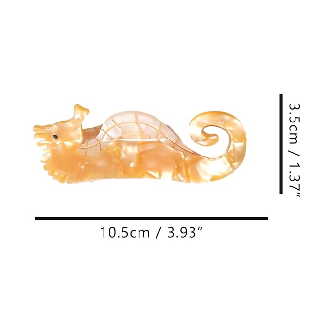Orange Hippocampus Claw Clip,Acetate Hair Clips,Small Claw Clips for Women