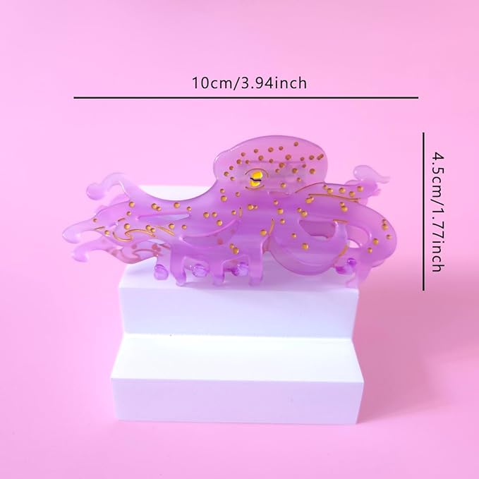 Cute Big Purple Octopus Hair Clips,Novelty Acetate Ocean Octopus Claw Clip