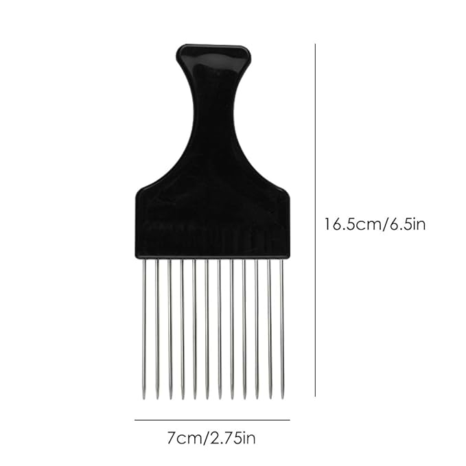 4 Packs Afro Comb Metal Pick, Hairdressing Detangle Wig Braid Hair Styling Tool- Black