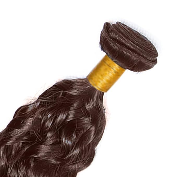 Chocolate Brown Bundles Human Hair Color 4 Water Wave Bundles Niegmeag Brazilian Virgin Remy Hair Single Bundle 16 Inch Double Weft Brown Wet and Wavy Bundle Hair Weave 100g