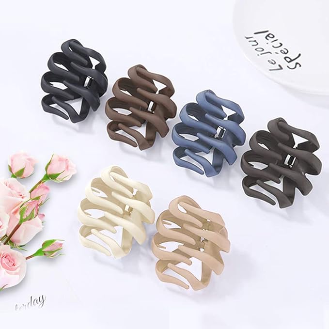 Big Claw Hair Clips for Thick Hair, 3.2" Matte Octopus Large Clips for Women and Girls, Strong Hold Jumbo Clips for All Hair Types, 6 Pack (Neutral)