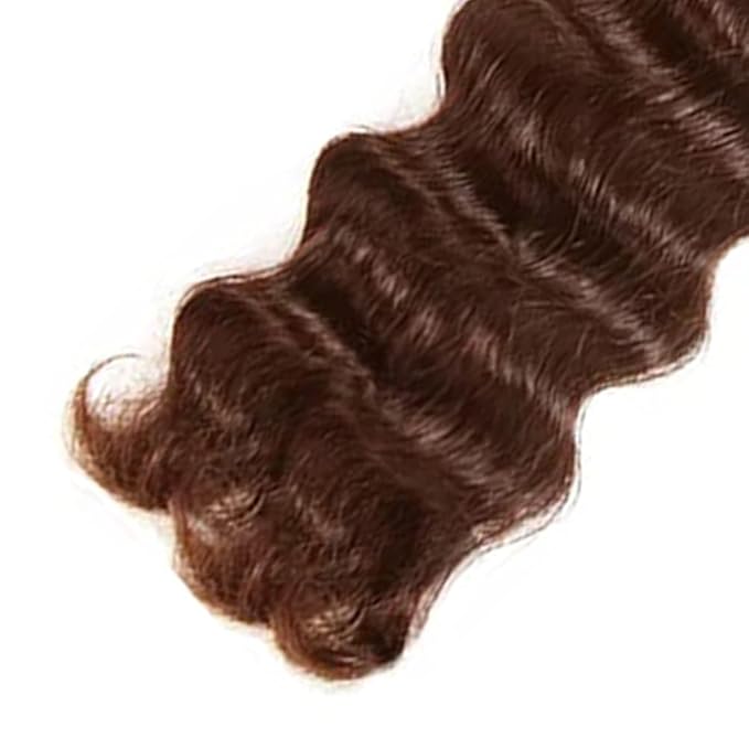 Brown Deep Wave Bundles Color 4 Human Hair Bundles Brazilian Virgin Soft and Silky Remy Hair Single Bundle 14 Inch Niegmeag Double Weft Color 4 Deep Wave Bundle 100g