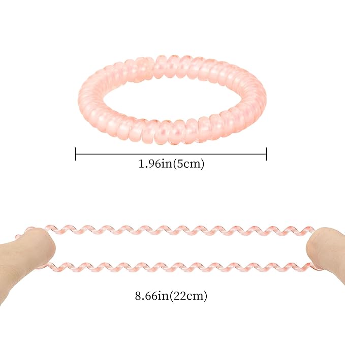 Coil Hair Ties for Thick Ponytail Holder Women No Crease Hair Ties Phone Cord Hairties with Plastic Spiral(Thin Dazzle Colorful)