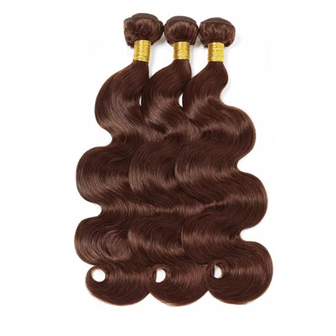 Brown Body Wave Bundles Human Hair Chocolate Brown Bundle Niegmeag Brazilian Virgin Soft and Silky Remy Hair 3 Bundles 18 20 22 Inch Double Weft Color 4 Body Wave Bundle 150g