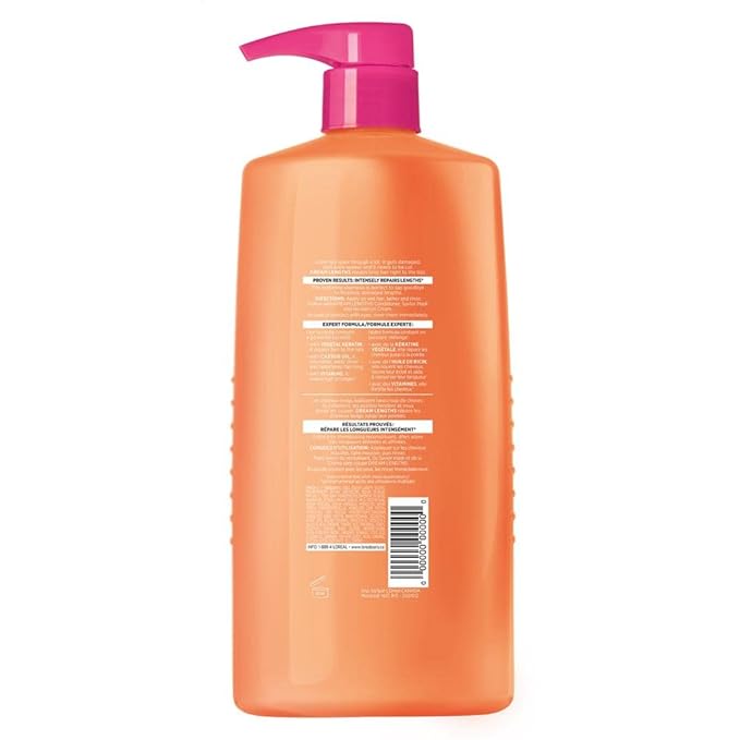 L'Oreal Paris Elvive Dream Lengths Restoring Shampoo With Fine Castor Oil and Vitamins B3 and B5 for Long, Damaged Hair, Visibly Repairs Damage Without Weighdown With System, 28 Fl Ounce (Pack of 2)