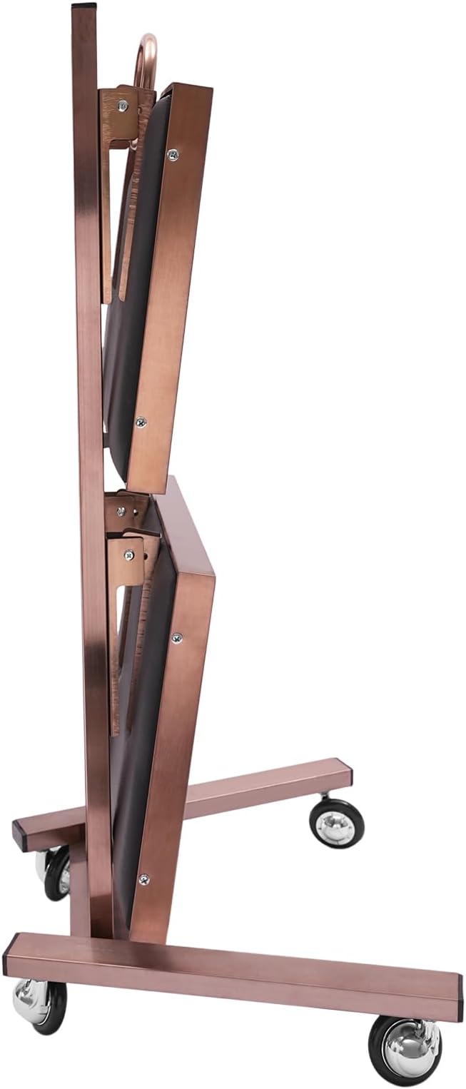 Hairstylist Trolley Cart with Wheels, 2 Tier Salon Tray Cart with Storage Platform, Stainless Steel Salon Service Station Hair Color Tray, Mobile Hairdressing Trolley for Spa Home Use (Rose-Gold)
