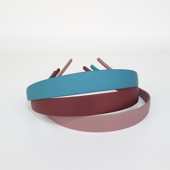 3 Pack Headbands Designed for Eyewear,Flex No Pressure Hairbands for Women Comfortable Plastic Headbands with Teeth Matte-Burgundy,Cyan Blue,Pinkish Purple