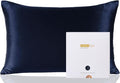 ZIMASILK 100% Pure Mulberry Silk Pillowcase for Hair and Skin Health,Soft and Smooth,Both Sides Premium Grade 6A Silk,600 Thread Count,with Hidden Zipper,1pc (Queen 20''x30'',Navy Blue)