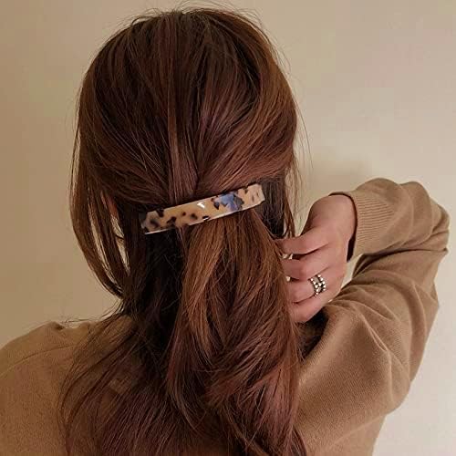 Eyegla Hair Barrettes for Women Large French Barrette Hair Clips Tortoise Shell Barrettes for Thick Hair,2 Pack