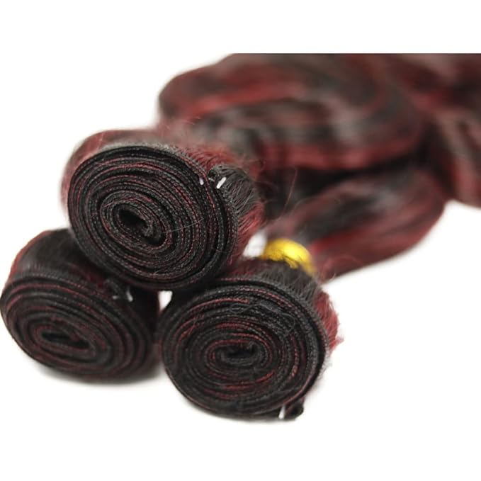 24 26 28 Inch Highlight Bundles Human Hair Red Body Wave Bundles Niegmeag 2 Tone Black and Burgundy Body Wave Bundle Brazilian Virgin Remy Hair Extensions