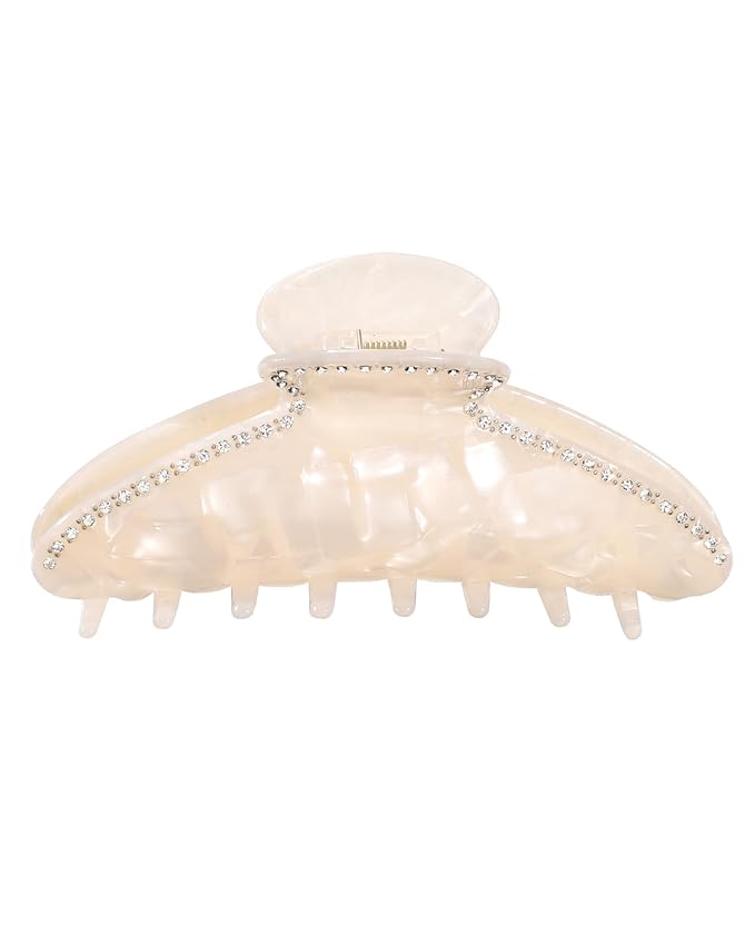 HAIMEIKANG Large Acetate 4 Inch Hair Claw Clip for Women - French Style Hair Claws for Thick Hair with Non-Slip Teeth, Hair Accessories for Updos, Buns & Ponytails