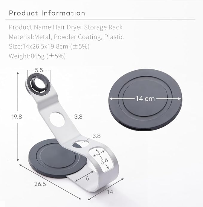 Lomani Hair Dryer Storage Rack Hair Dryer Holder for Upgraded Stand Stores 5 Attachments HD03.08.12.15.16-Silver