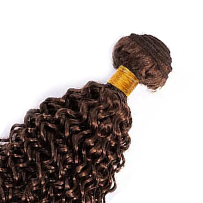 Color 4 Bundles Human Hair Brown Kinky Curly Bundles Brazilian Virgin Soft and Silky Remy Hair Single Bundle 24 Inch Double Weft Chocolate Brown Kinky Curly Bundle 100g