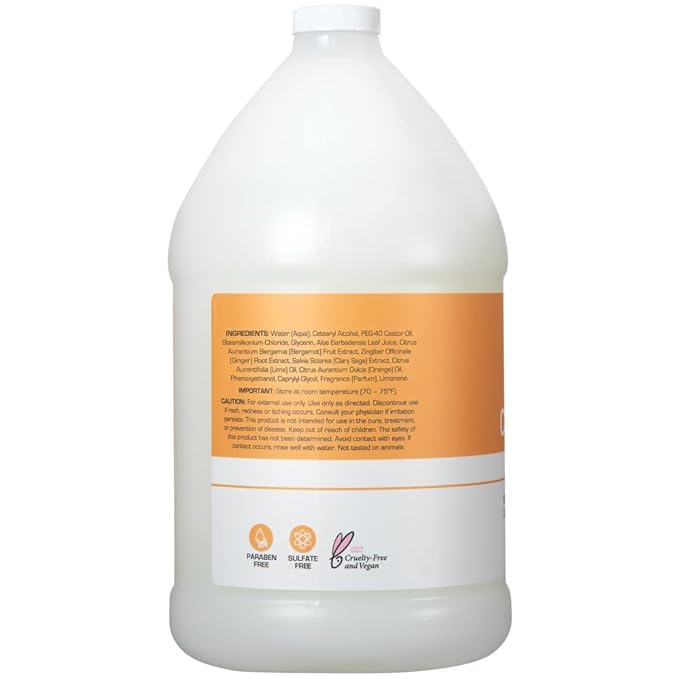 Ginger Lily Farms Club & Fitness Moisturizing Conditioner for Dry Hair, 100% Vegan & Cruelty-Free, Citrus Scent, 1 Gallon (128 fl oz) Refill