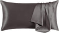 THXSILK Set of 2 Silk Pillowcase for Hair and Skin, 100% Mulberry Silk Bed Pillowcase Ultra-Soft, Soft Breathable Silk Pillow Case with Hidden Zipper, California King 20"x40", Dark Gray