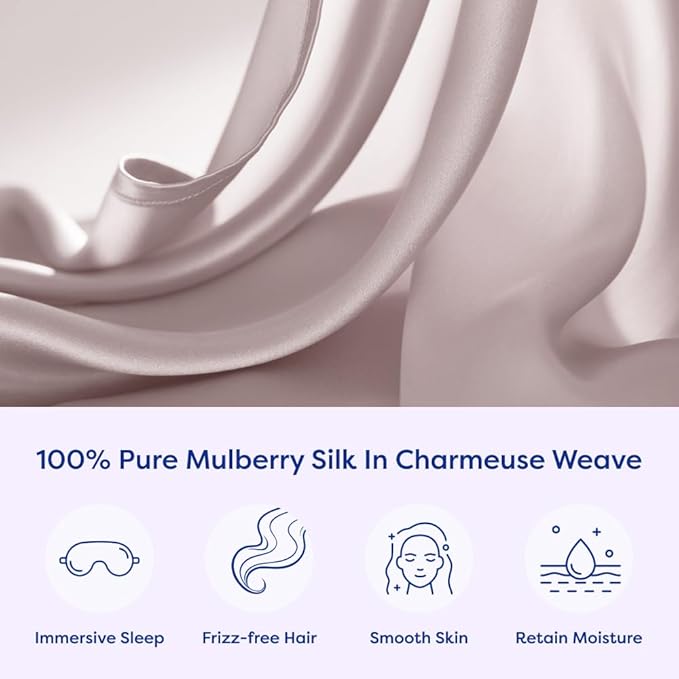 ECOSA Luxurious 30 Momme 100% Mulberry Silk Pillowcase (50x70cm) – 6A Grade Charmeuse Weave, Oeko-TEX® Certified – Frizz-Free Hair & Wrinkle-Free Skin (Light Pink)