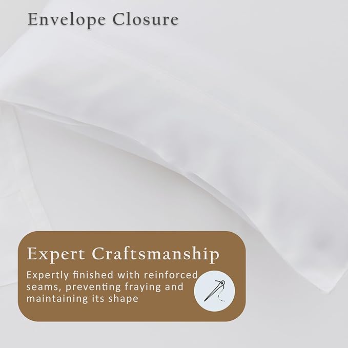 TOSMO Luxury Pillow Case Set of 2 - Cooling Viscose Derived from Bamboo, Oeko-TEX, Breathabl Silky Soft Pillow Cases with Envelope Closure (King / 20x40, Classic White)