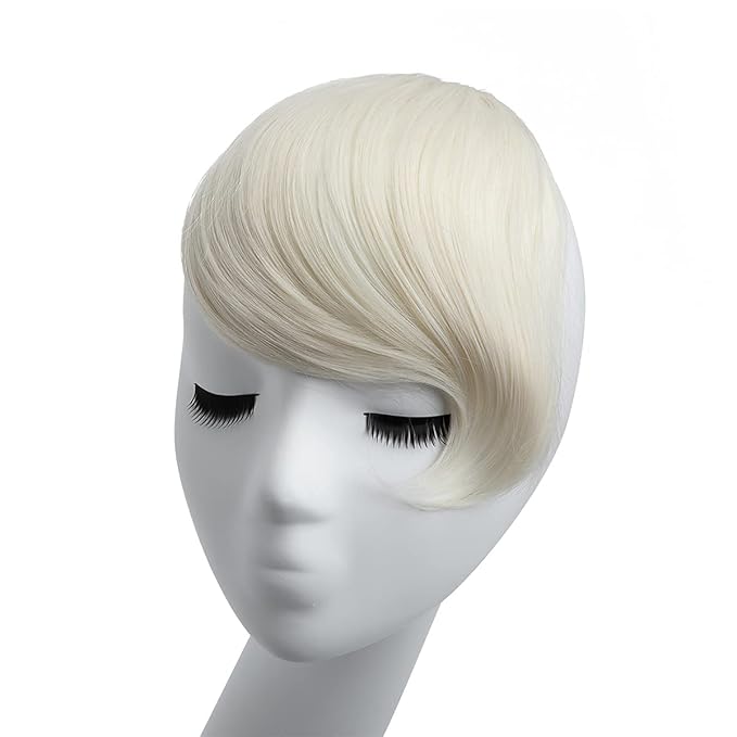 SARLA Platinum Blonde Side Bangs Clip in Hair Extensions Straight Synthetic Hair Bangs for Women