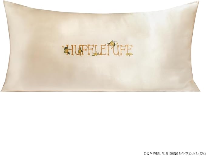 Kitsch x Harry Potter Hufflepuff Satin Pillowcase with Zipper – Double-Sided Crest Design – Better Than Silk Pillowcase – Perfect for Kids Rooms & Toddler Bed Time Pillow Case – King Size 19x36