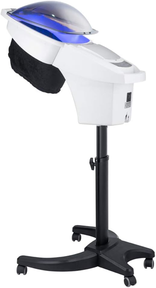 Hair Steamer Hair Mister Hooded Ozone O3 Micro Mist Hair Care Professional Machine White UV Protect Paint Unit Barber Shop Red Blue Light Black Natural Hair Deep Conditioning Wheel Base ET1408BM
